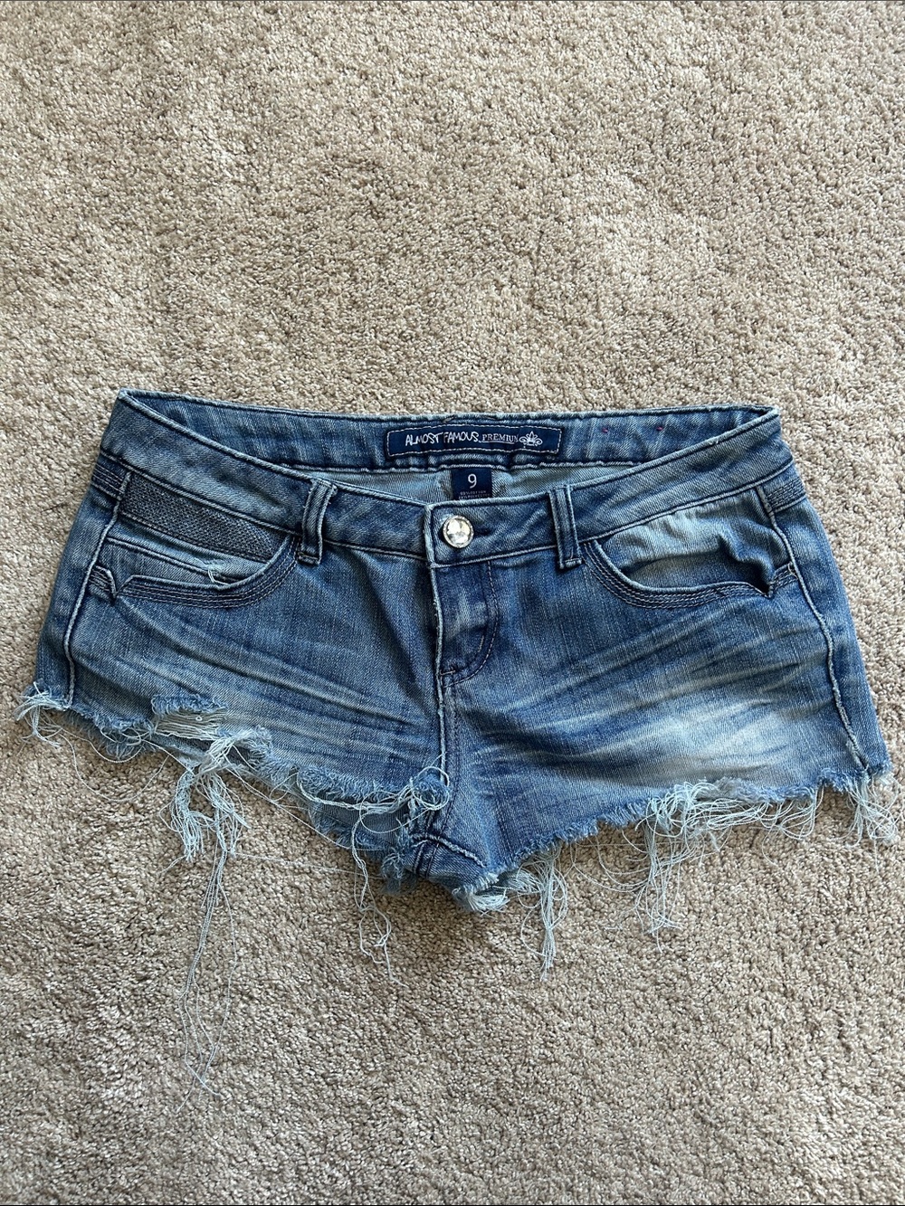 Almost Famous Distressed Blue Denim Cutoff Shorts